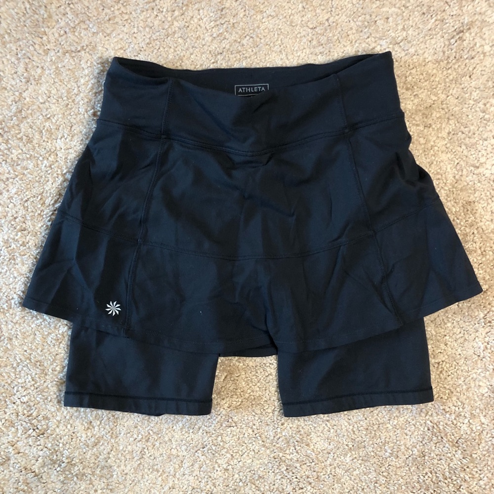 Athleta Black Biker Shorts/ Skirt / Skort Workout Althleisure Size Small
